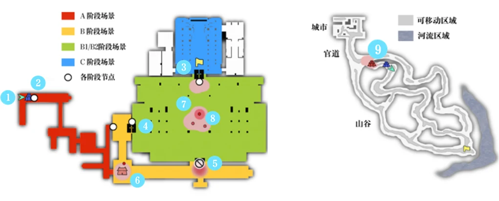 Original mission minimap with palace stages and escape route