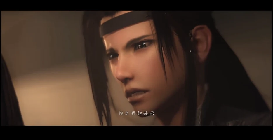 Character 1 in a close-up during his slower declaration
